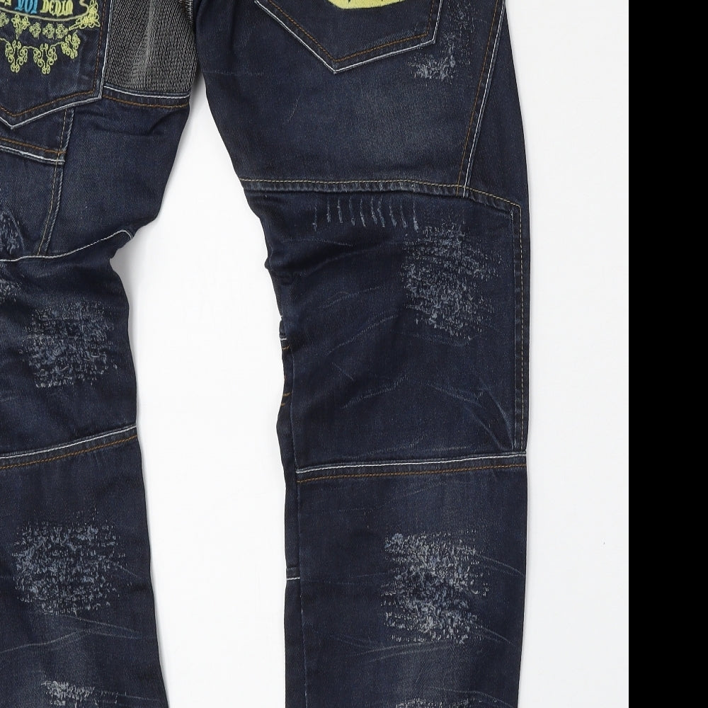 Voi Jeans Mens Blue  Cotton Straight Jeans Size 32 L34 in Regular Button