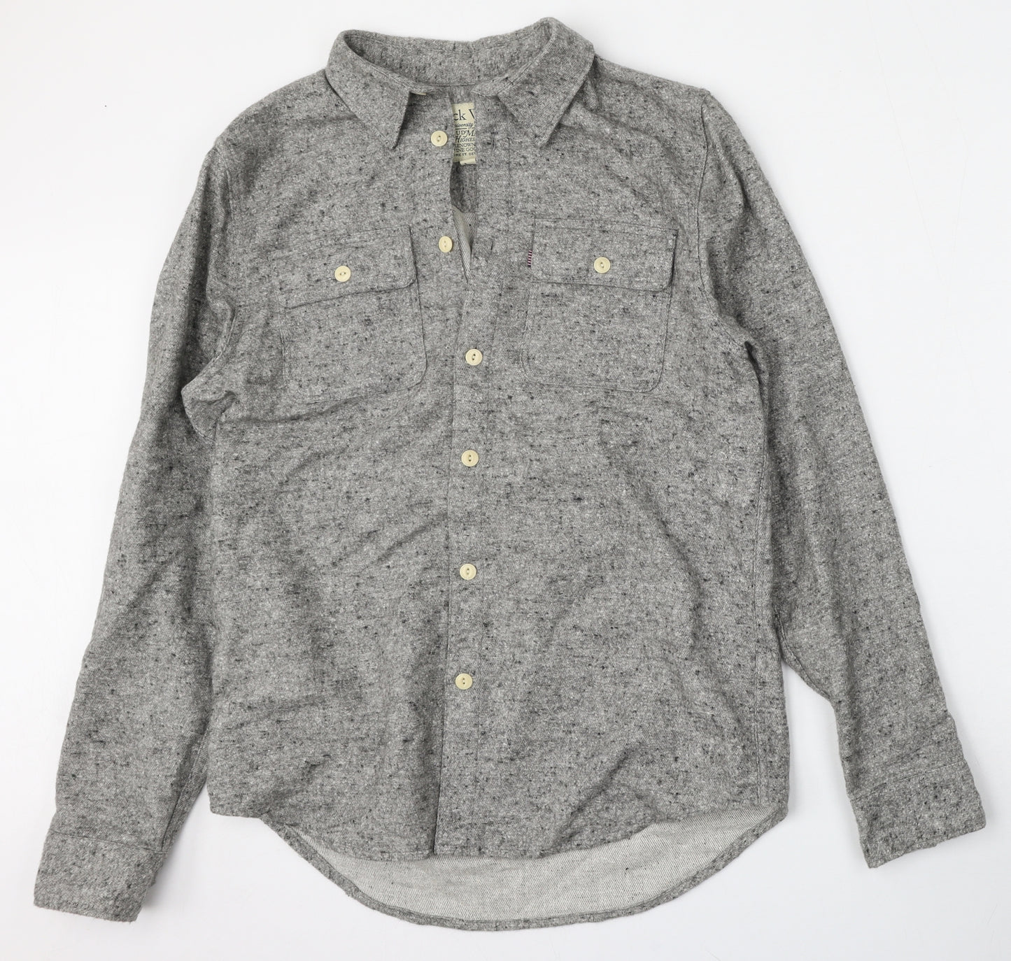 Jack Wills Mens Grey  Cotton  Dress Shirt Size S Collared Button