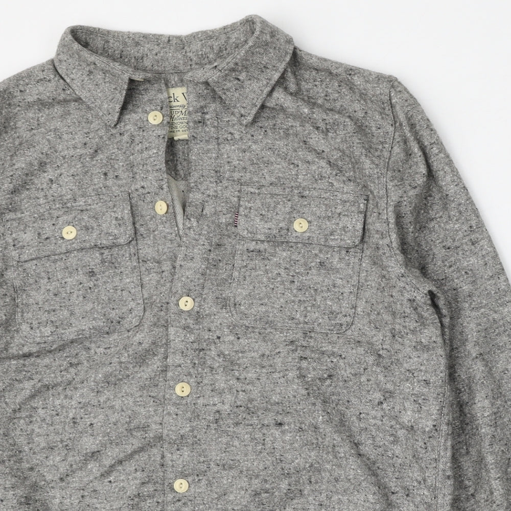 Jack Wills Mens Grey  Cotton  Dress Shirt Size S Collared Button