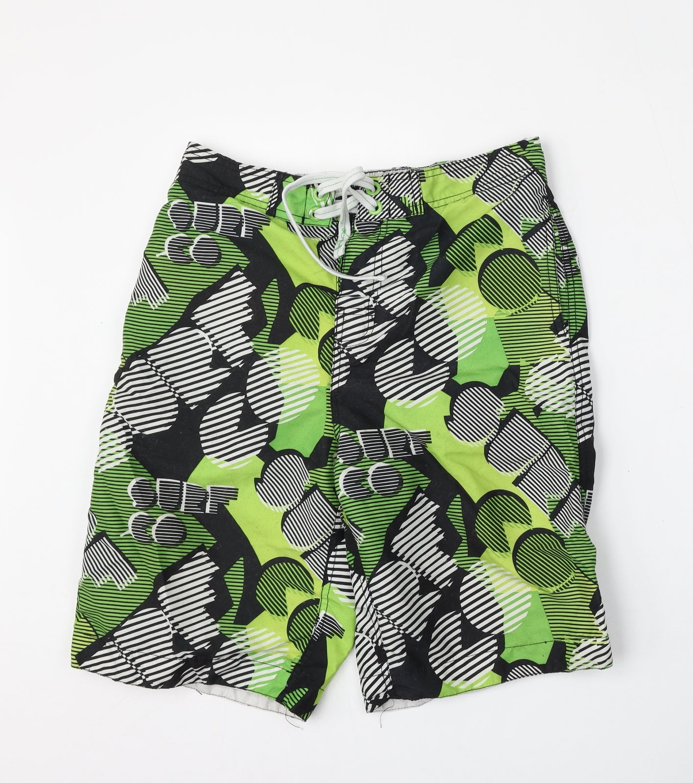 Surf 65 Central Mens Green Geometric Polyester Athletic Shorts Size M L11 in Regular Tie
