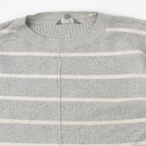 Principles Womens Grey Round Neck Striped Acrylic Pullover Jumper Size 14