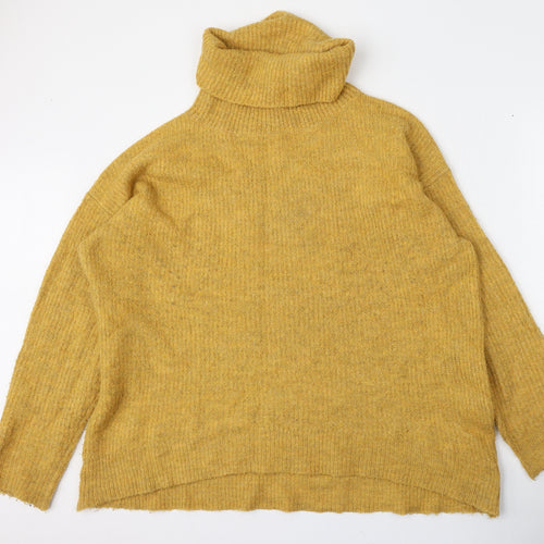 New Look Womens Yellow Roll Neck  Acrylic Pullover Jumper Size L