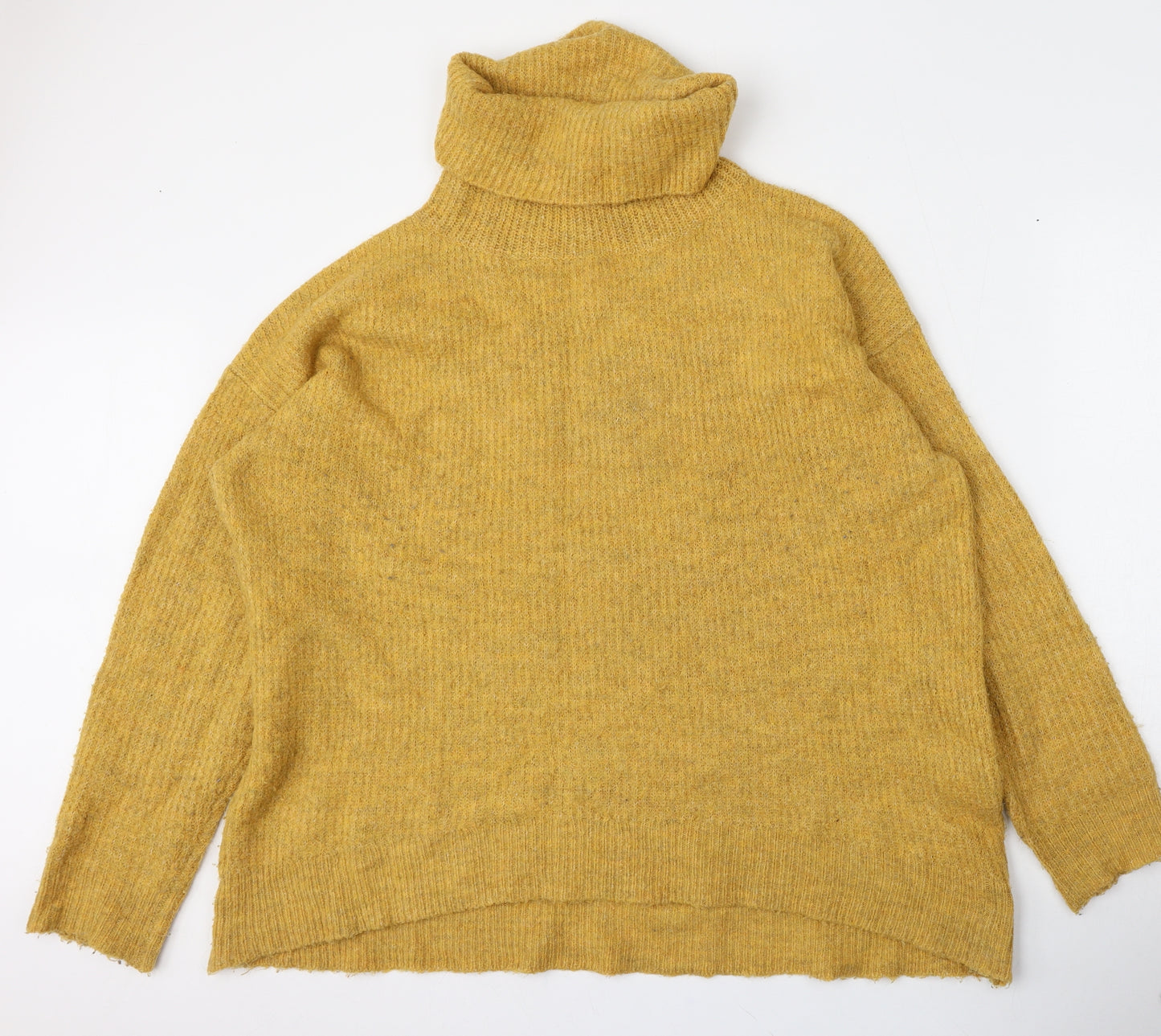 New Look Womens Yellow Roll Neck  Acrylic Pullover Jumper Size L