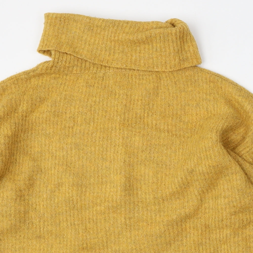New Look Womens Yellow Roll Neck  Acrylic Pullover Jumper Size L