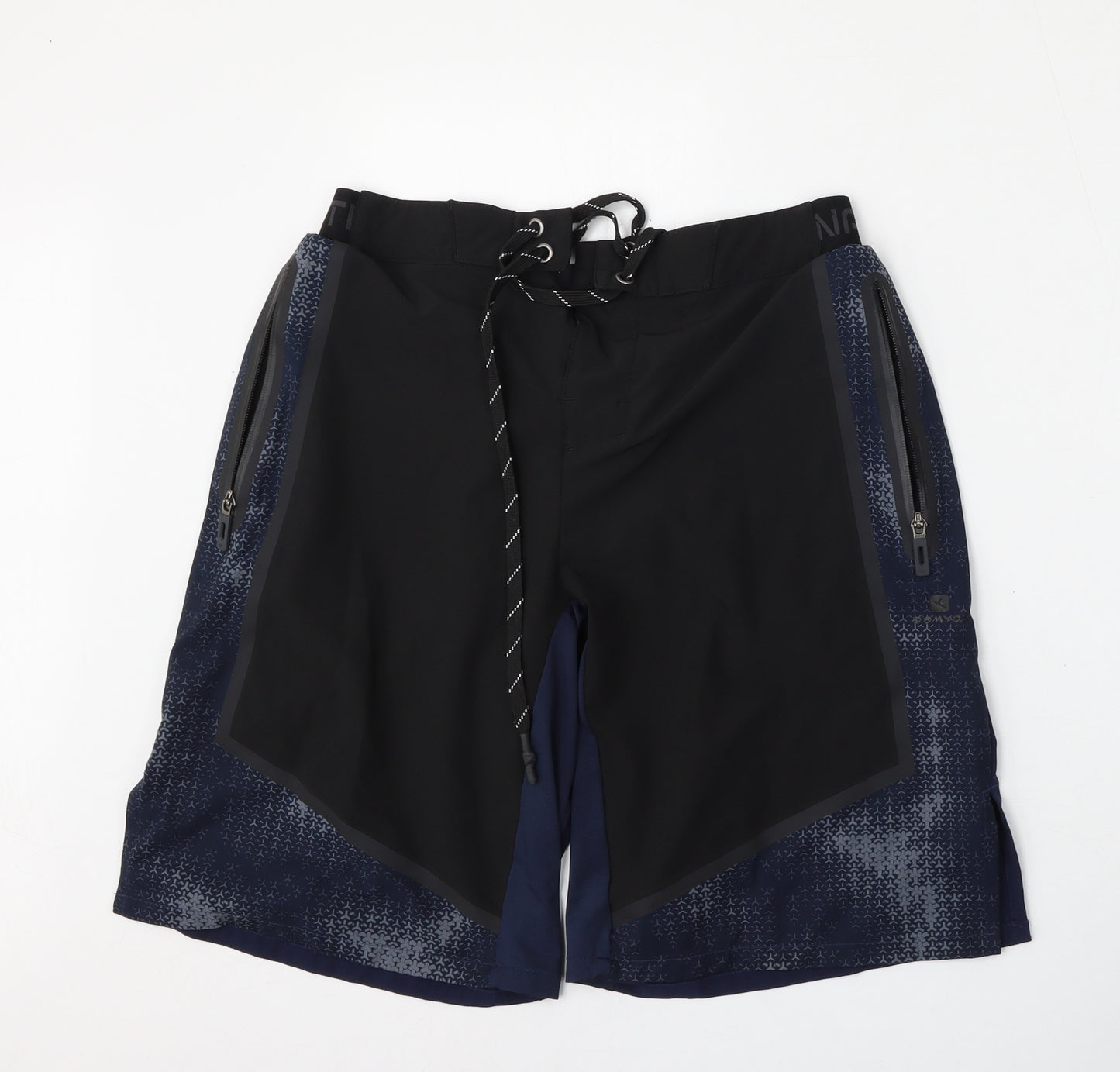 DECATHLON Mens Blue  Polyester Athletic Shorts Size L L12 in Regular Tie