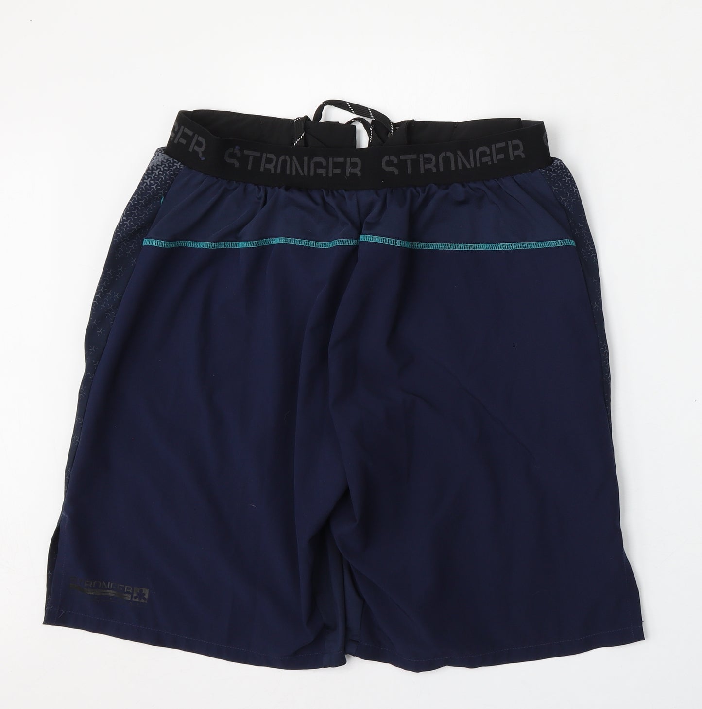 DECATHLON Mens Blue  Polyester Athletic Shorts Size L L12 in Regular Tie