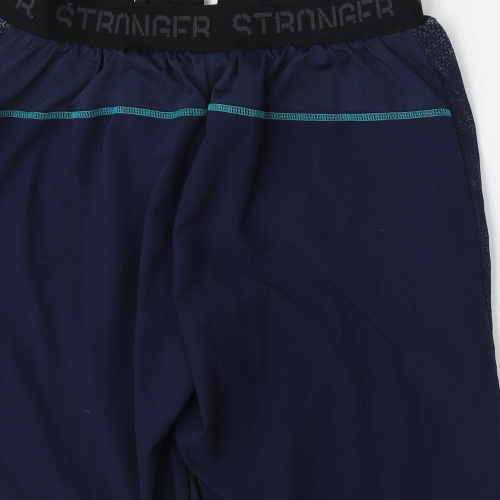 DECATHLON Mens Blue  Polyester Athletic Shorts Size L L12 in Regular Tie