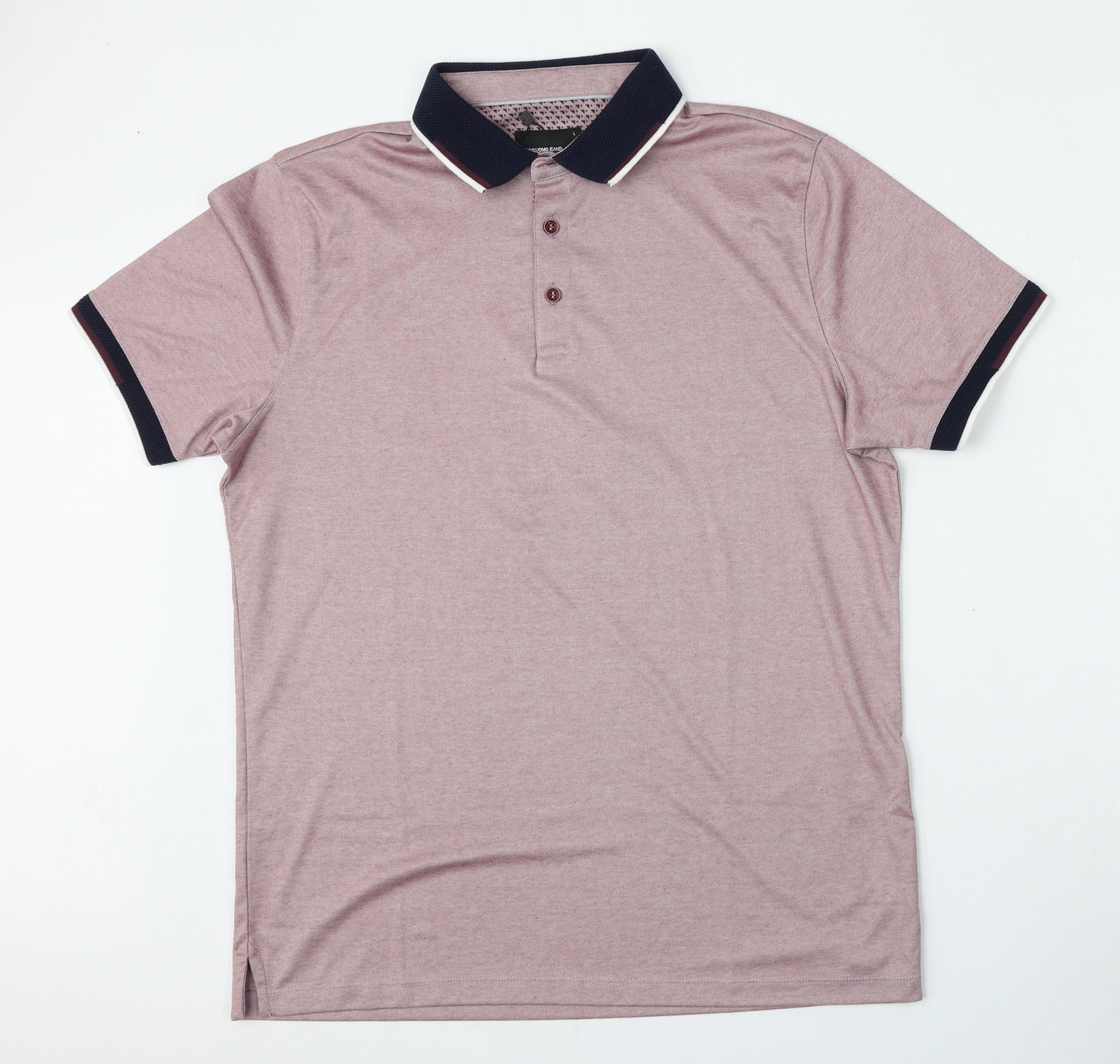 REMUS Mens Red  Cotton  Polo Size L Collared Button