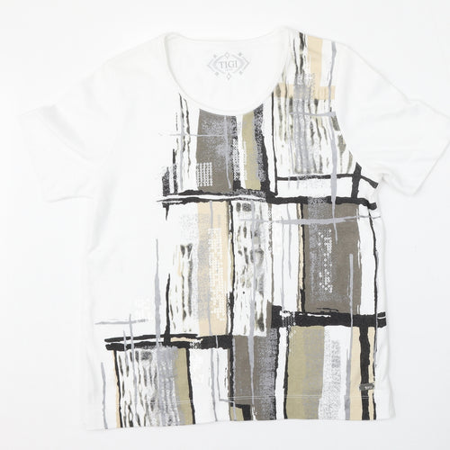 Tigi Womens White  Polyester Basic T-Shirt Size 10 Round Neck