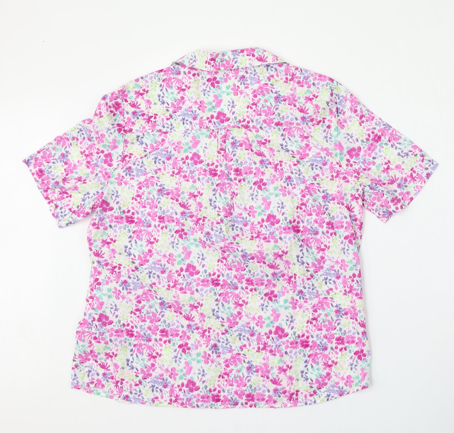 Marks and Spencer Womens Multicoloured Floral Cotton Basic Button-Up Size 12 Collared
