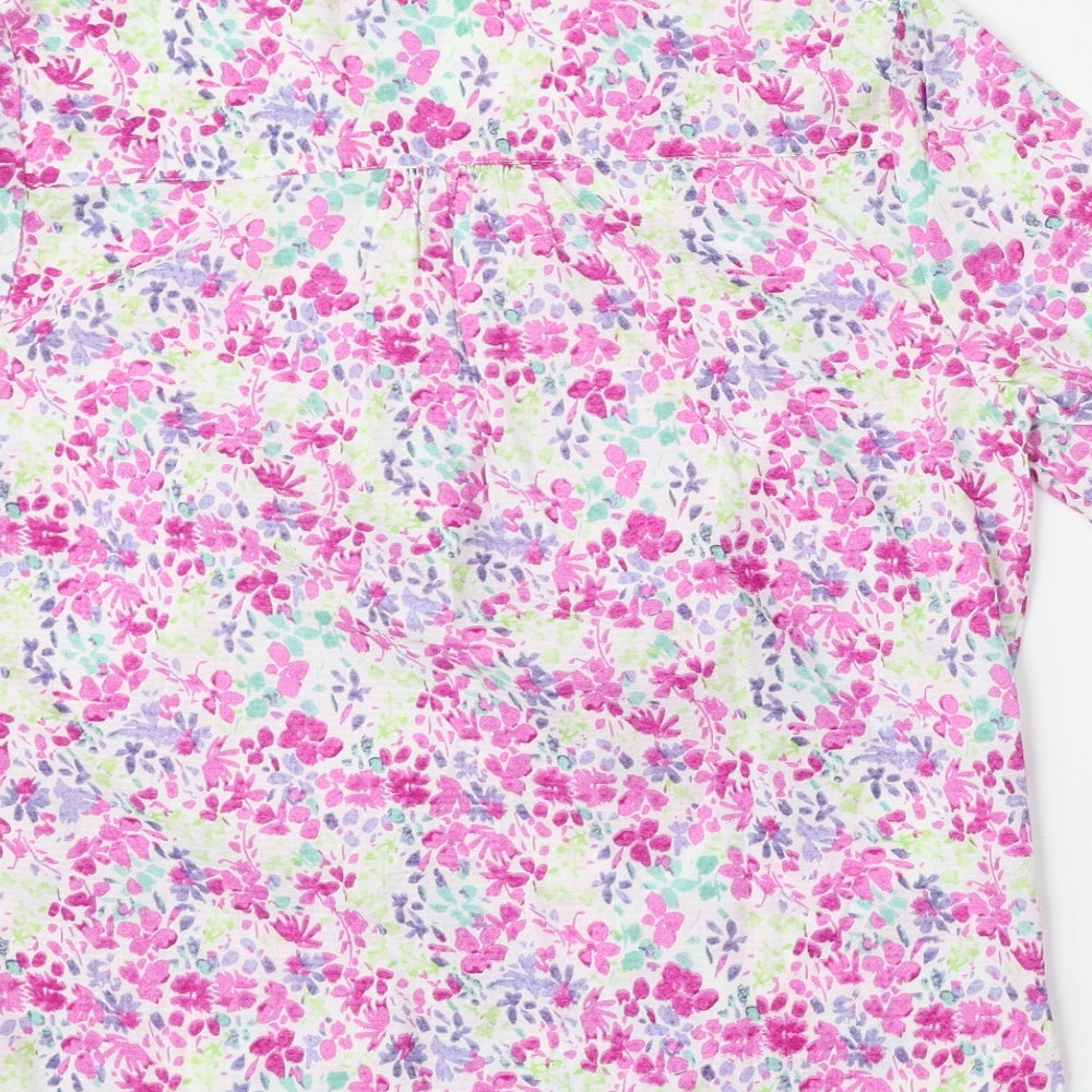 Marks and Spencer Womens Multicoloured Floral Cotton Basic Button-Up Size 12 Collared