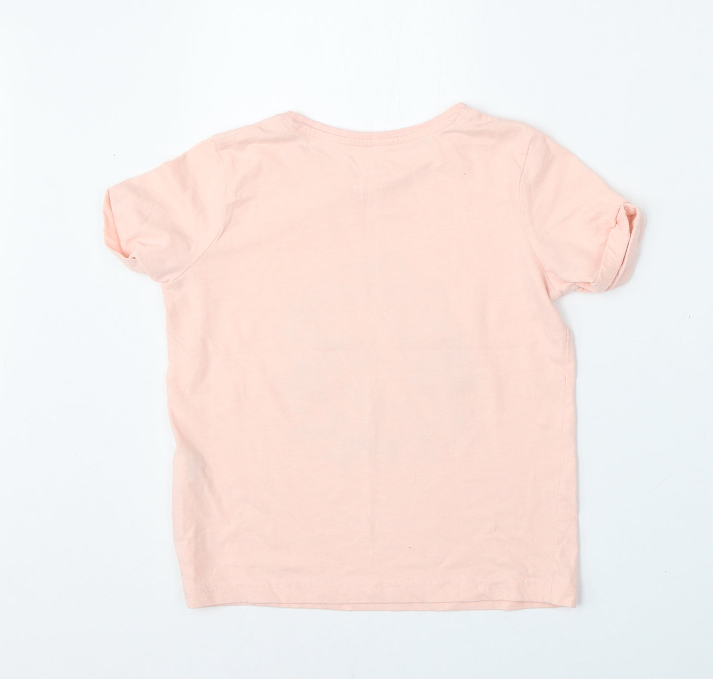 Primark Girls Pink  Cotton Basic T-Shirt Size 8-9 Years Round Neck