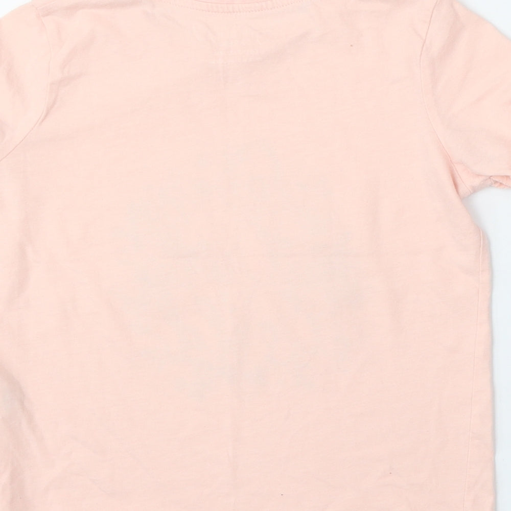 Primark Girls Pink  Cotton Basic T-Shirt Size 8-9 Years Round Neck