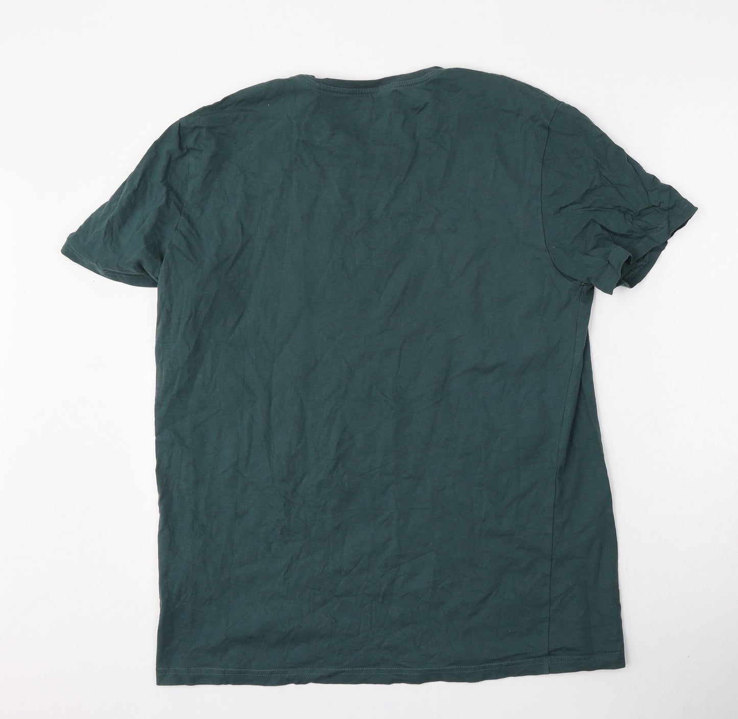 George Mens Green  Cotton  T-Shirt Size L Round Neck