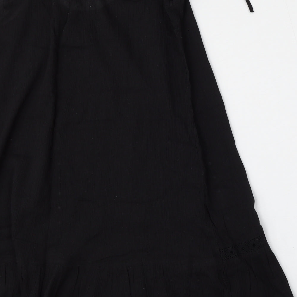 Boohoo Womens Black  Cotton Trapeze & Swing  Size L  Round Neck