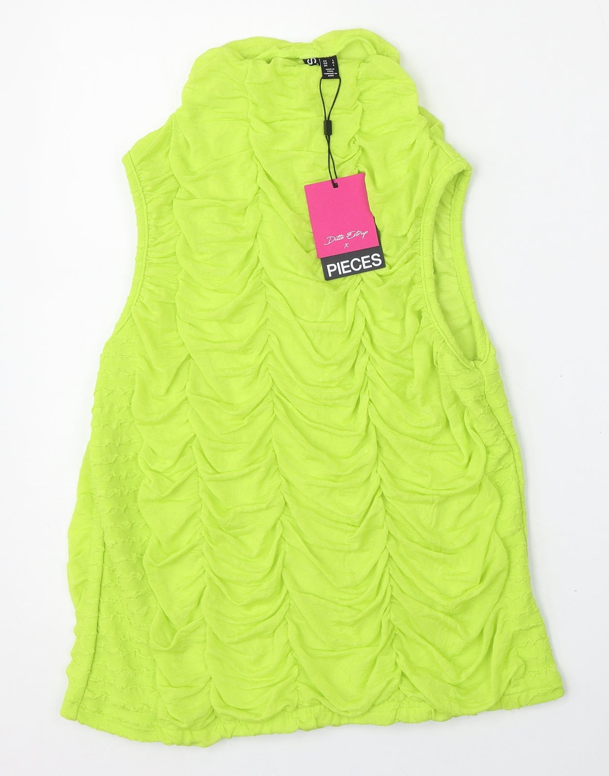 Pieces Womens Green Round Neck  Polyester Vest Jumper Size L