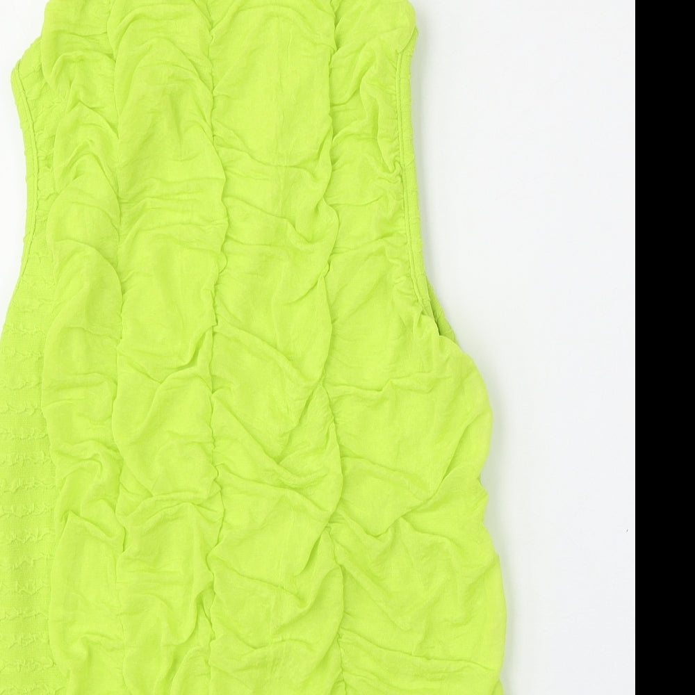 Pieces Womens Green Round Neck  Polyester Vest Jumper Size L