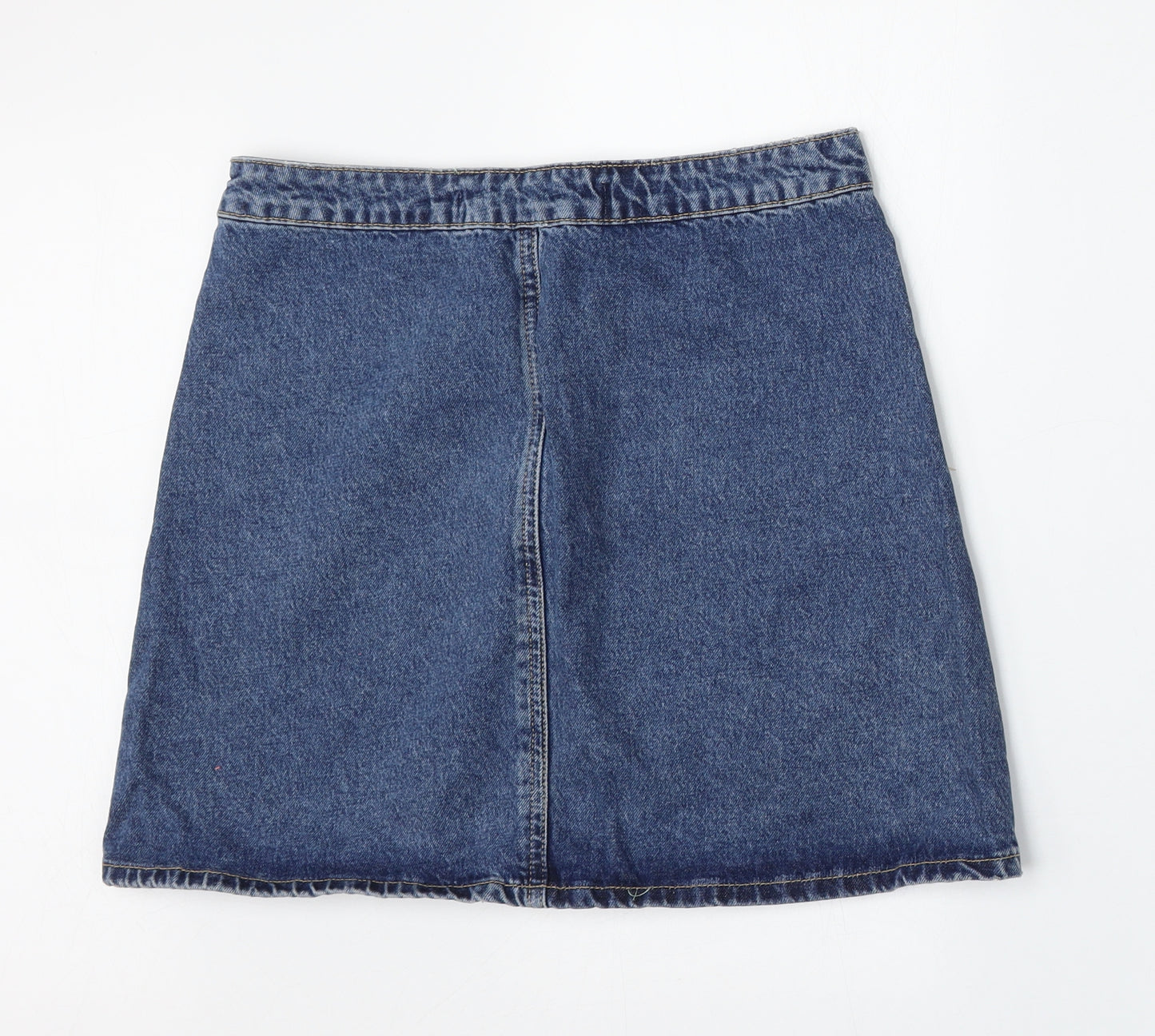 Primark Womens Blue  Cotton A-Line Skirt Size 10   Button