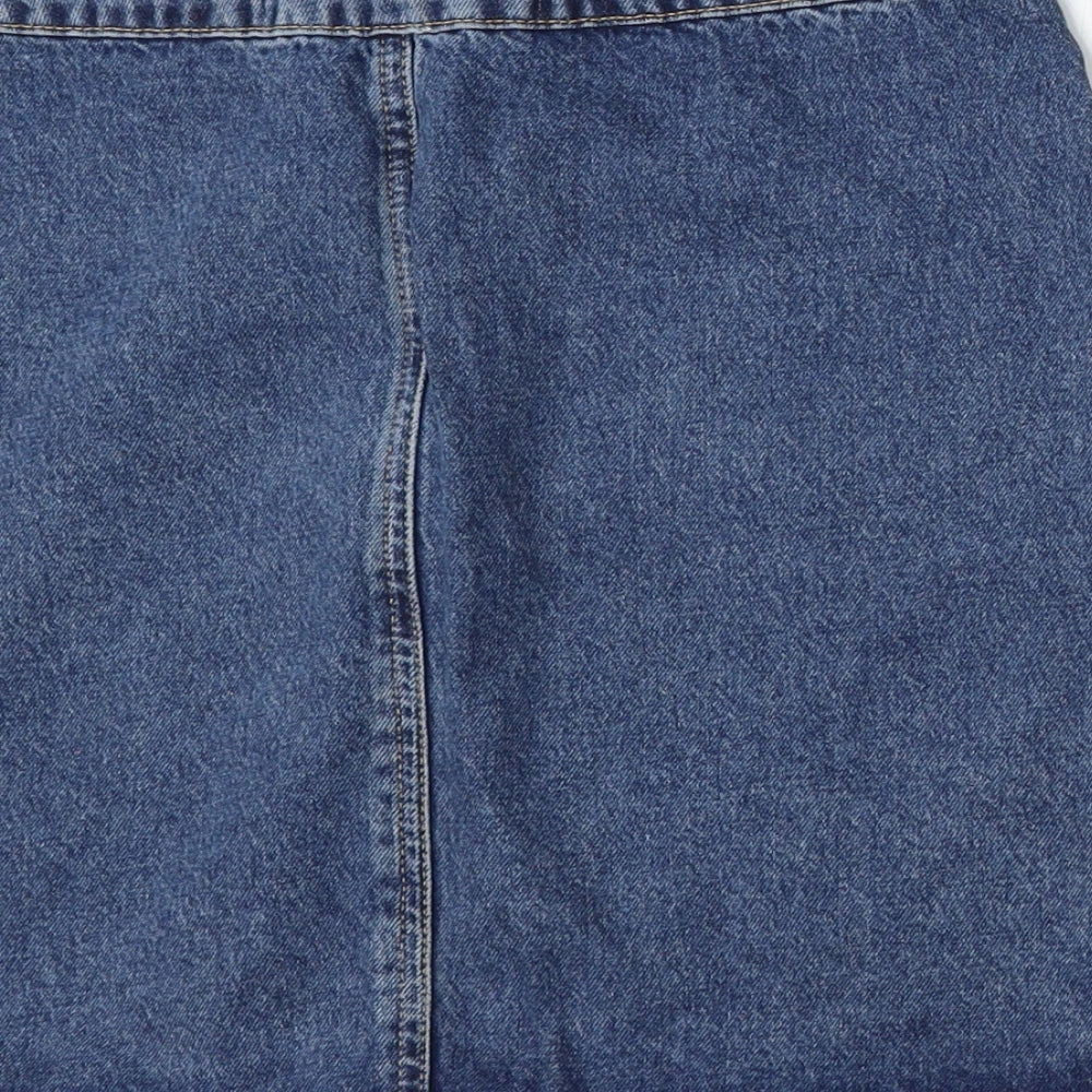 Primark Womens Blue  Cotton A-Line Skirt Size 10   Button