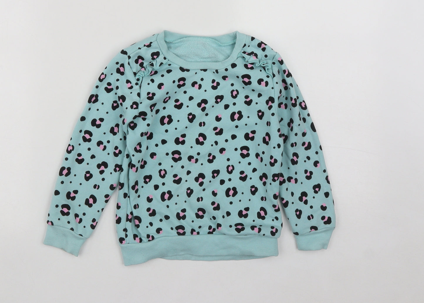 Dunnes Girls Multicoloured Round Neck Geometric Cotton Pullover Jumper Size 3-4 Years