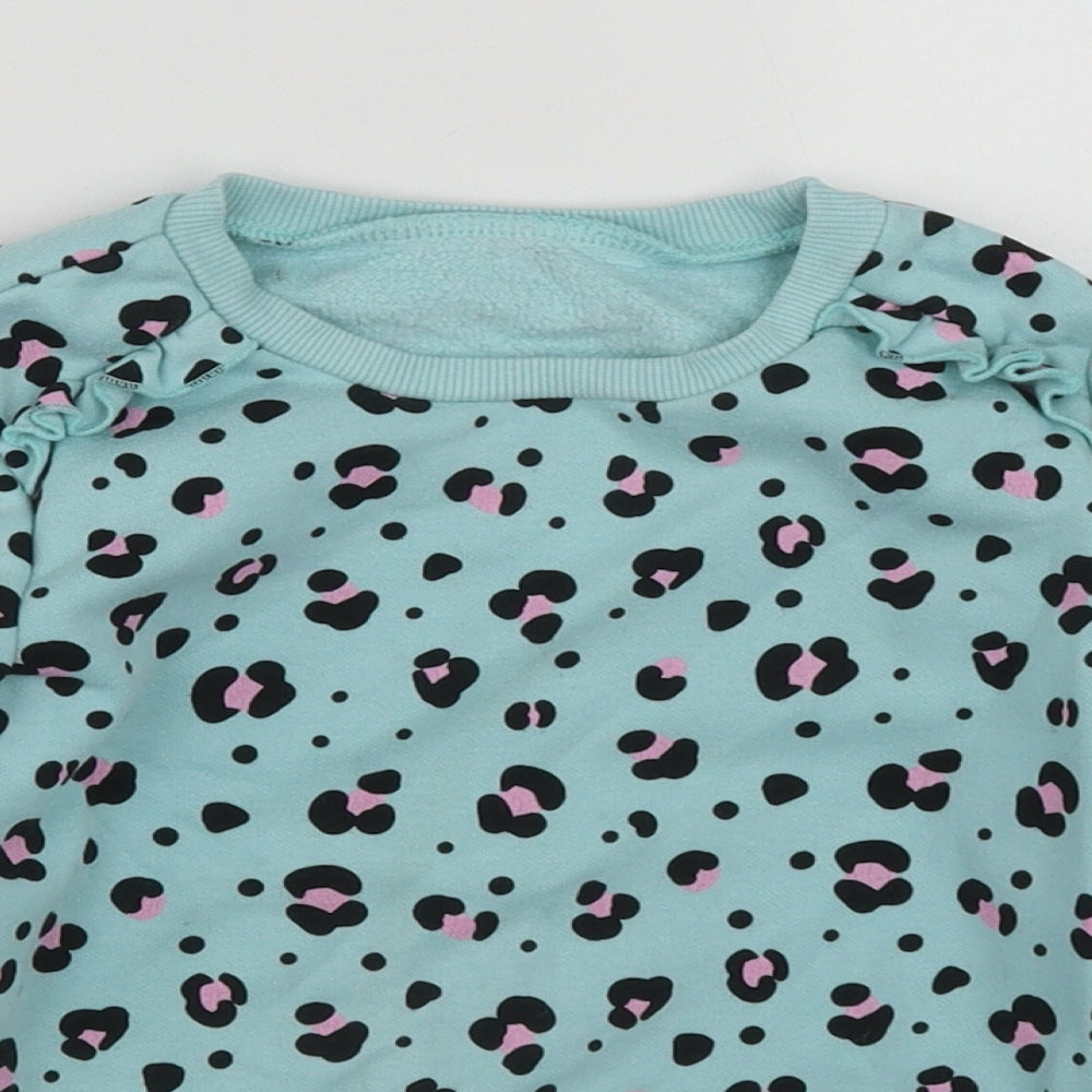 Dunnes Girls Multicoloured Round Neck Geometric Cotton Pullover Jumper Size 3-4 Years