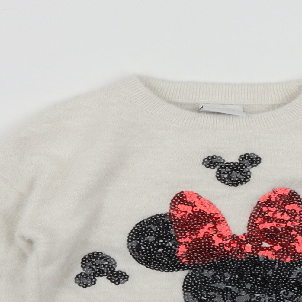 Disney Girls White Round Neck  Polyamide Pullover Jumper Size 2-3 Years   - Minnie Mouse