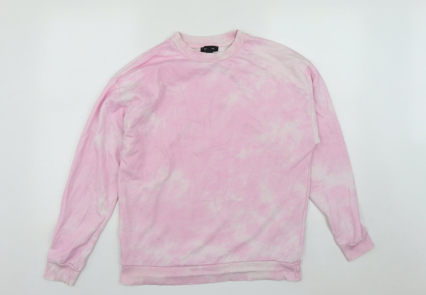 New Look Womens Pink Round Neck Geometric Polyester Pullover Jumper Size S