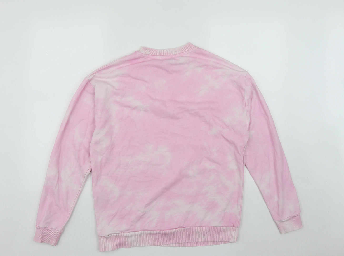 New Look Womens Pink Round Neck Geometric Polyester Pullover Jumper Size S