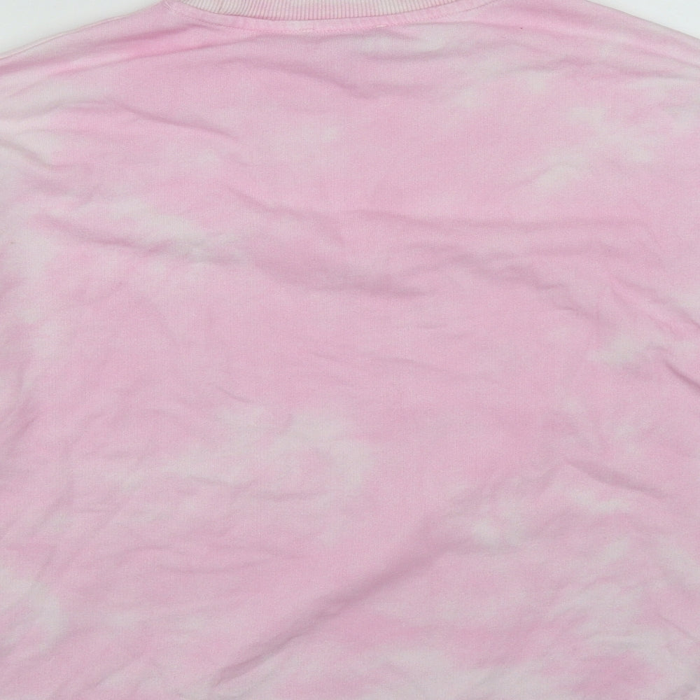 New Look Womens Pink Round Neck Geometric Polyester Pullover Jumper Size S