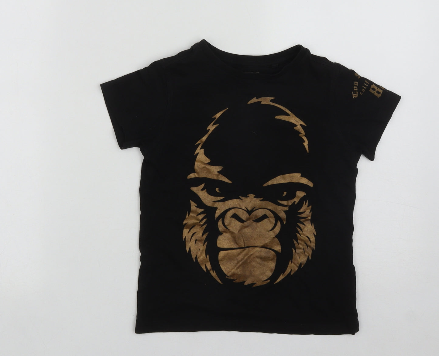 NEXT Boys Black  Cotton Basic T-Shirt Size 6 Years Round Neck  - Gorilla