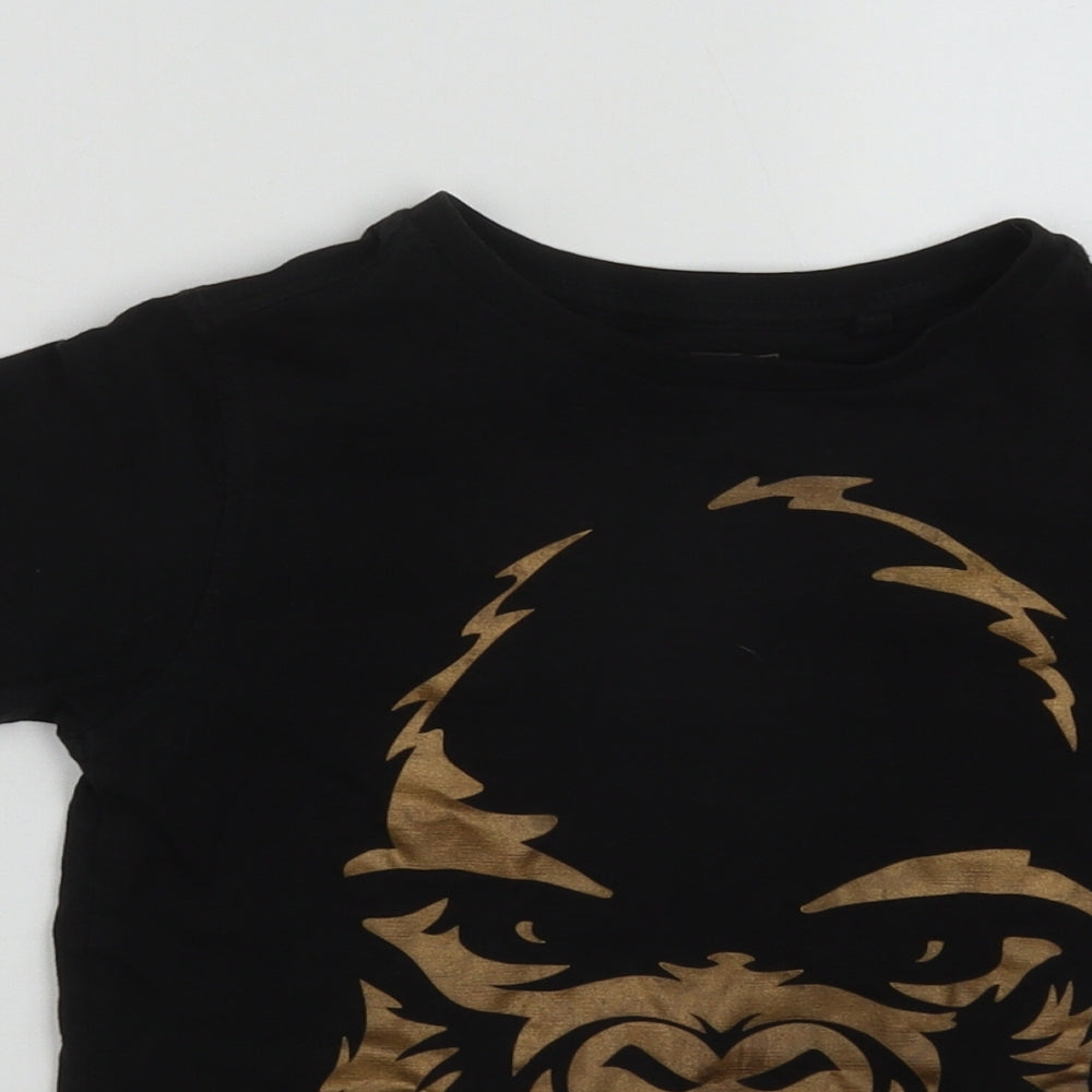 NEXT Boys Black  Cotton Basic T-Shirt Size 6 Years Round Neck  - Gorilla