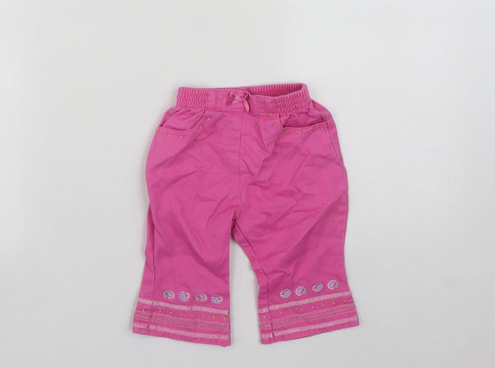 Adams Girls Pink Geometric Cotton Cropped Trousers Size 3-6 Months