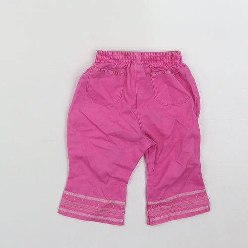 Adams Girls Pink Geometric Cotton Cropped Trousers Size 3-6 Months