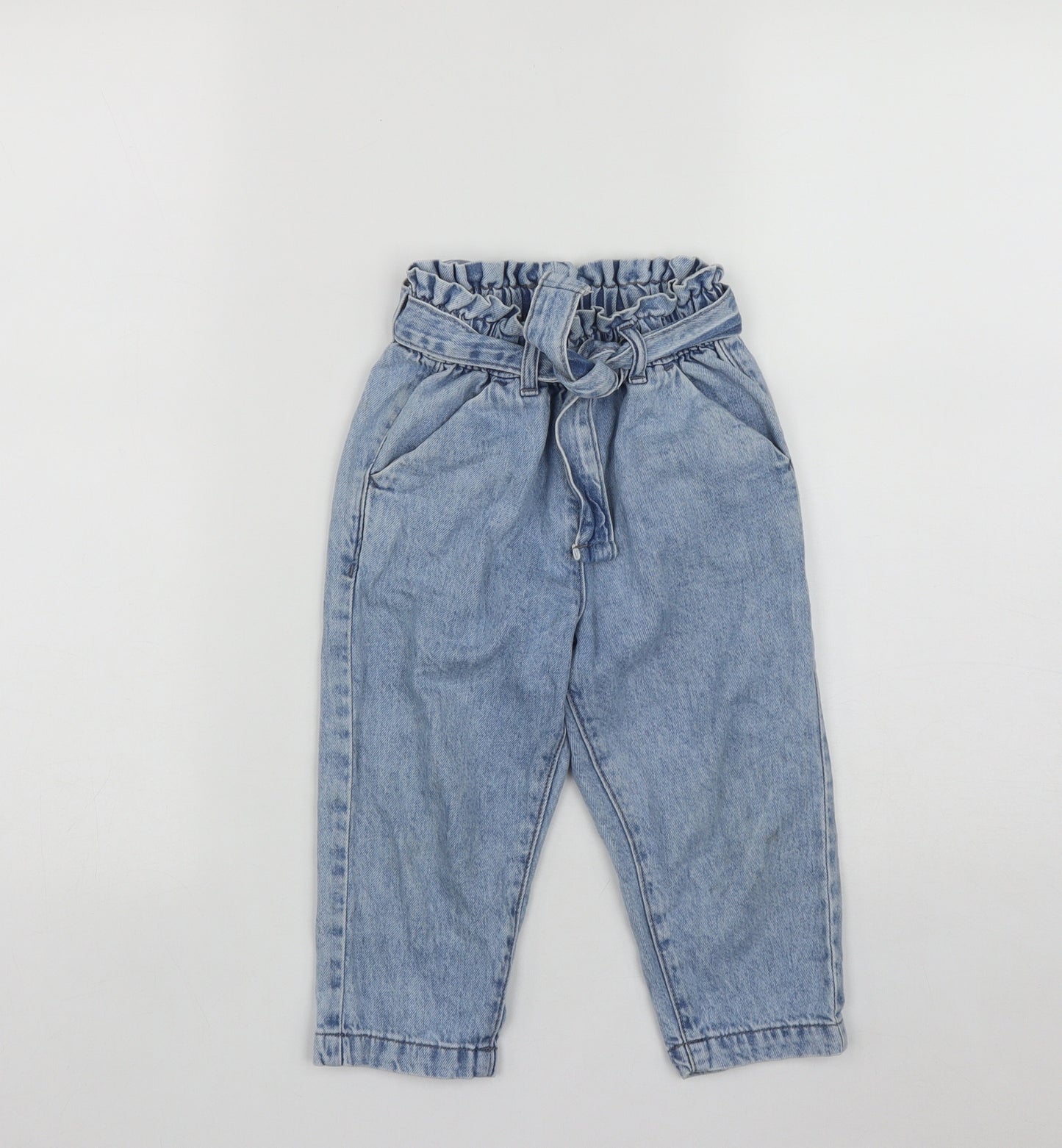 NEXT Girls Blue  Cotton Straight Jeans Size 2 Years  Regular Tie