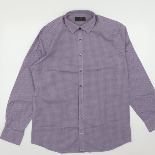Marks and Spencer Mens Multicoloured Plaid Polyester  Button-Up Size L Collared Button