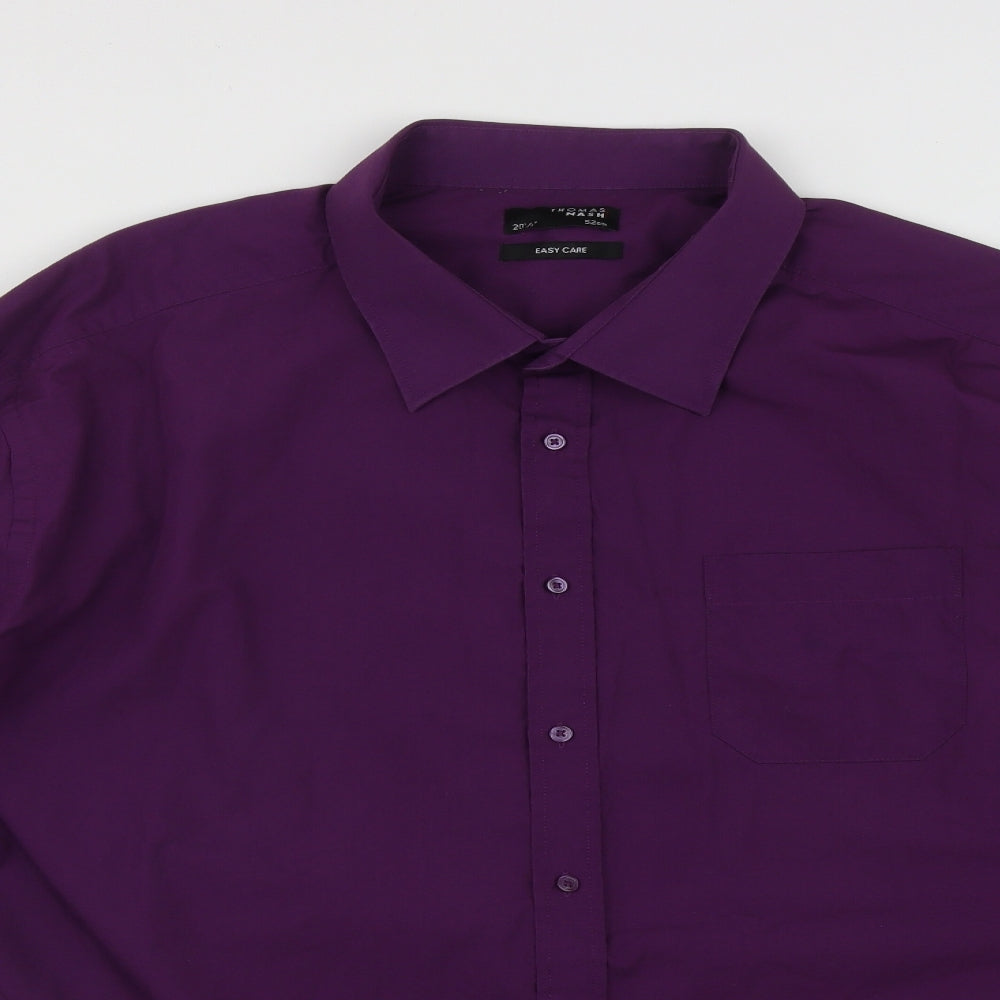 Thomas Nash Mens Purple  Cotton  Button-Up Size XL Collared Button
