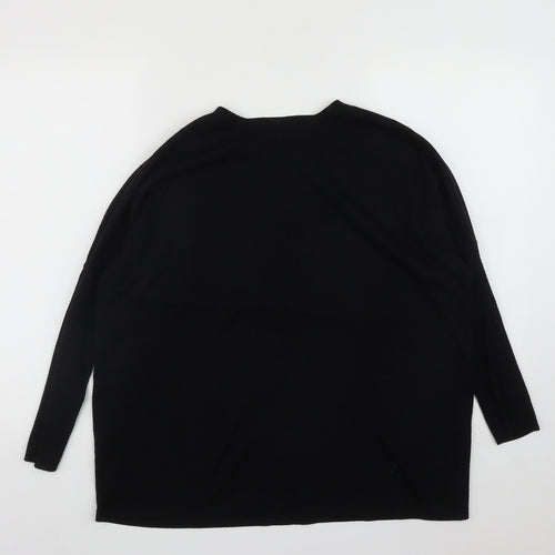 Gallery Womens Black Round Neck  Viscose Pullover Jumper Size M
