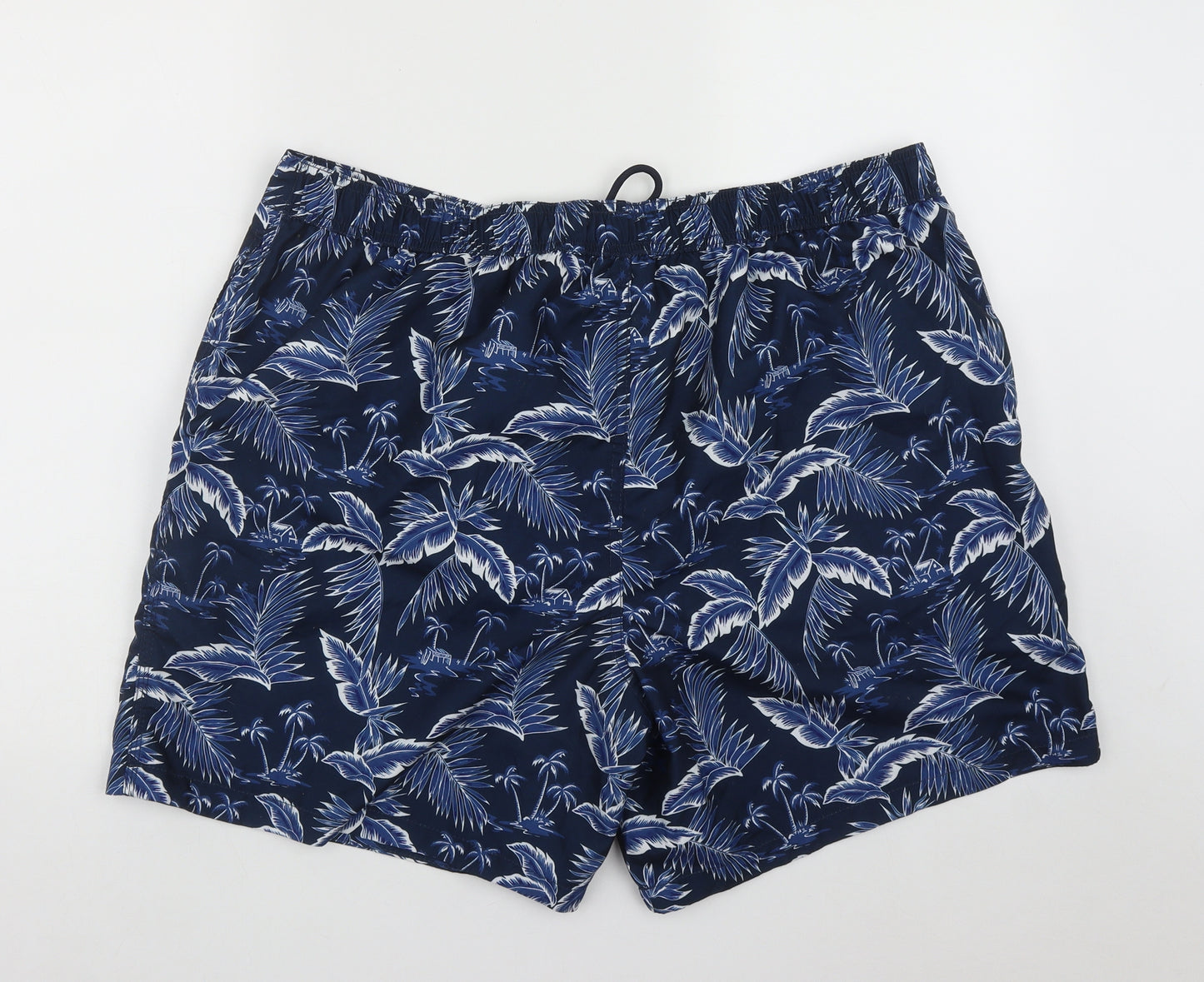 TU Mens Blue Geometric Polyester Sweat Shorts Size XL L7 in Regular Drawstring