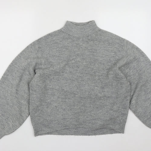 New Look Womens Grey High Neck  Acrylic Pullover Jumper Size M