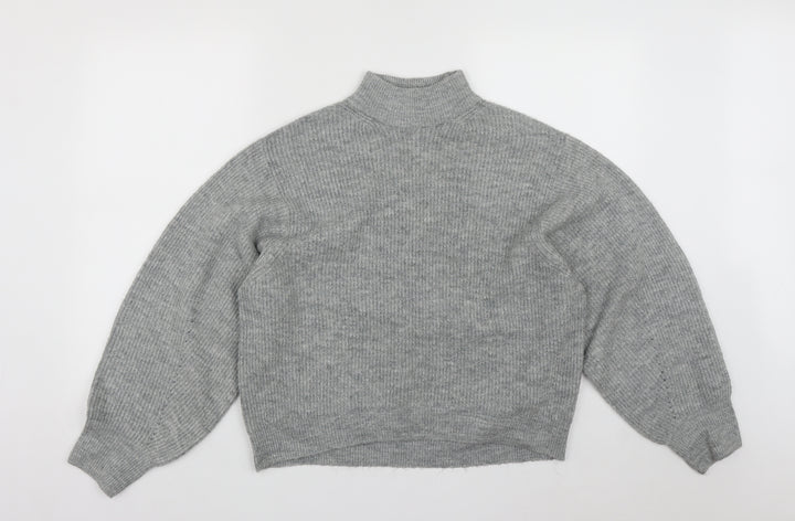 New Look Womens Grey High Neck Acrylic Pullover Jumper Size M