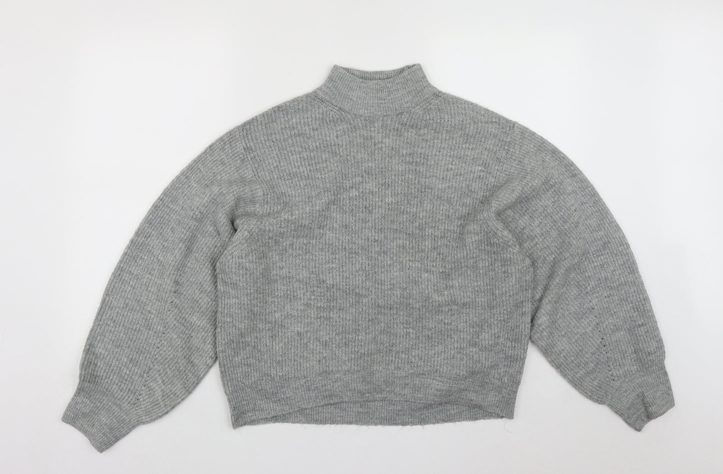 New Look Womens Grey High Neck  Acrylic Pullover Jumper Size M