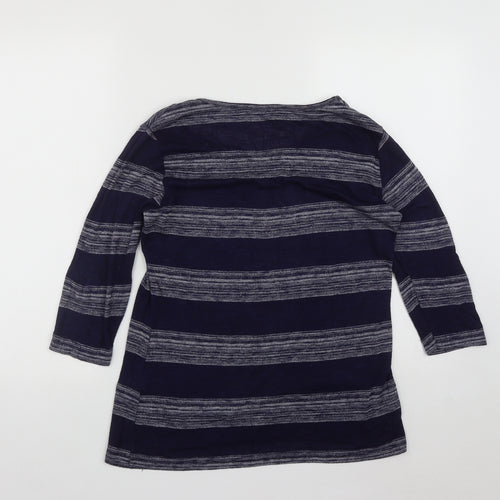 Klass Womens Blue Scoop Neck Striped Viscose Pullover Jumper Size M