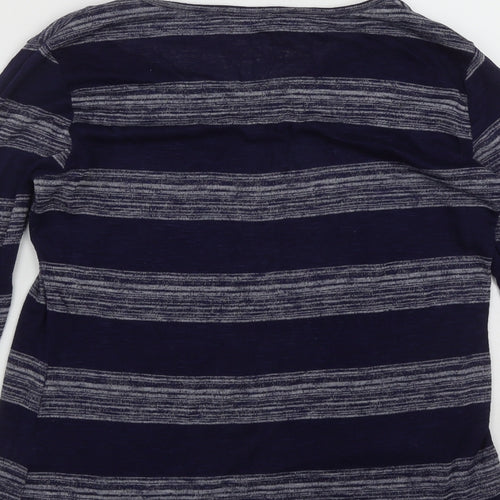Klass Womens Blue Scoop Neck Striped Viscose Pullover Jumper Size M
