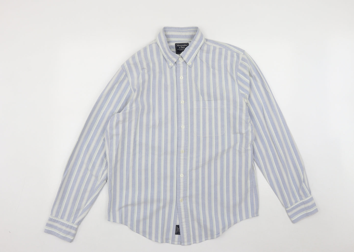 Abercrombie & Fitch Mens Multicoloured Striped Cotton  Button-Up Size L Collared Button