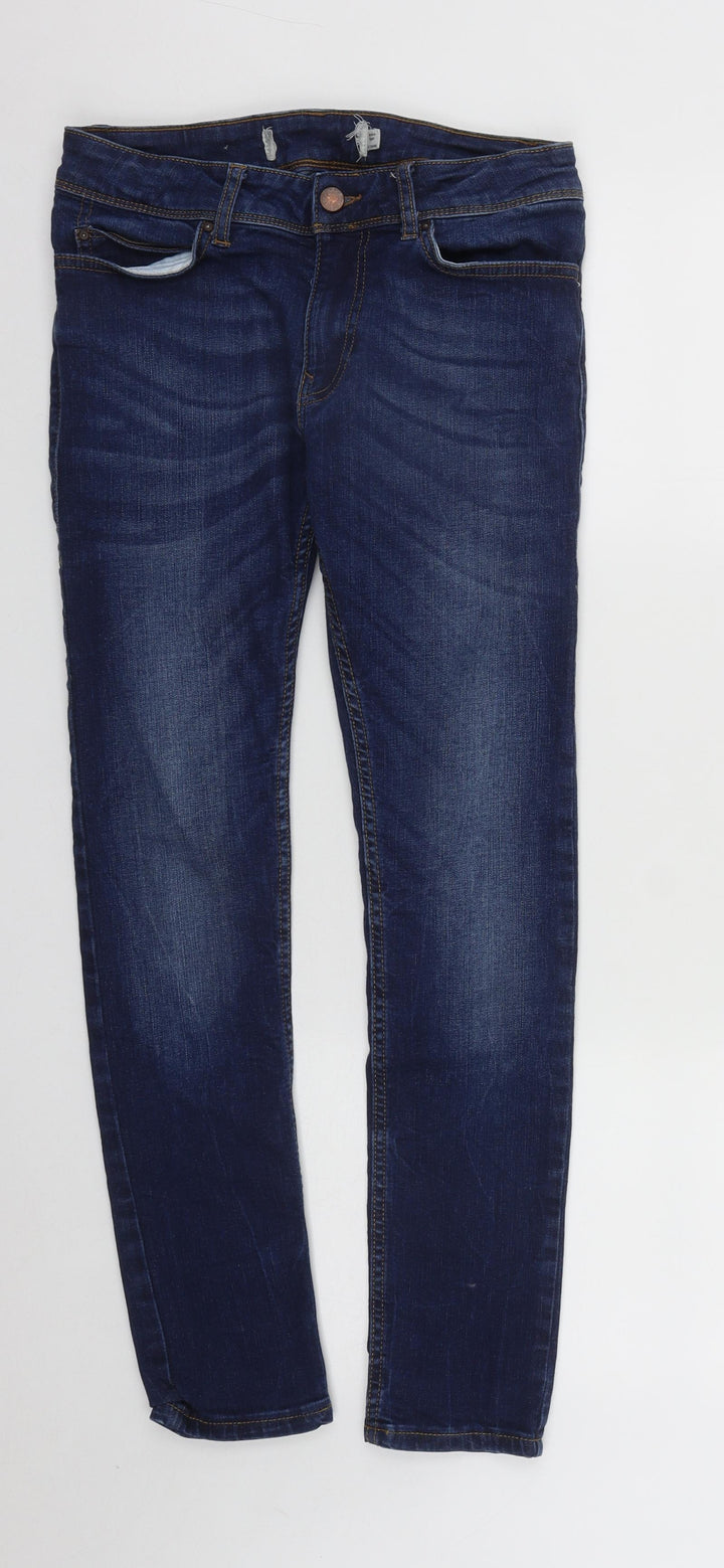 Preworn Mens Blue  Cotton Skinny Jeans Size 28 in L27 in Regular Zip