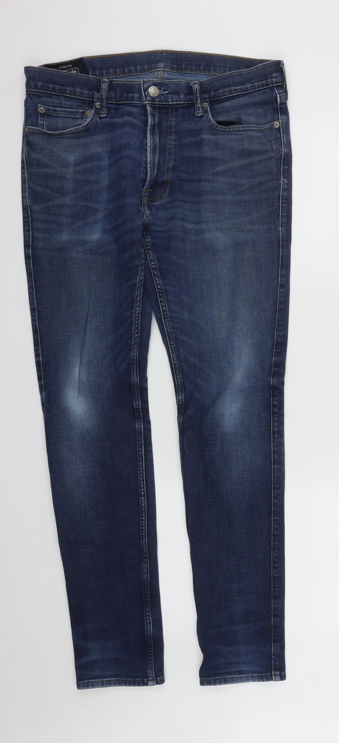 Abercrombie & Fitch Mens Blue  Cotton Skinny Jeans Size 33 in L30 in Regular Zip