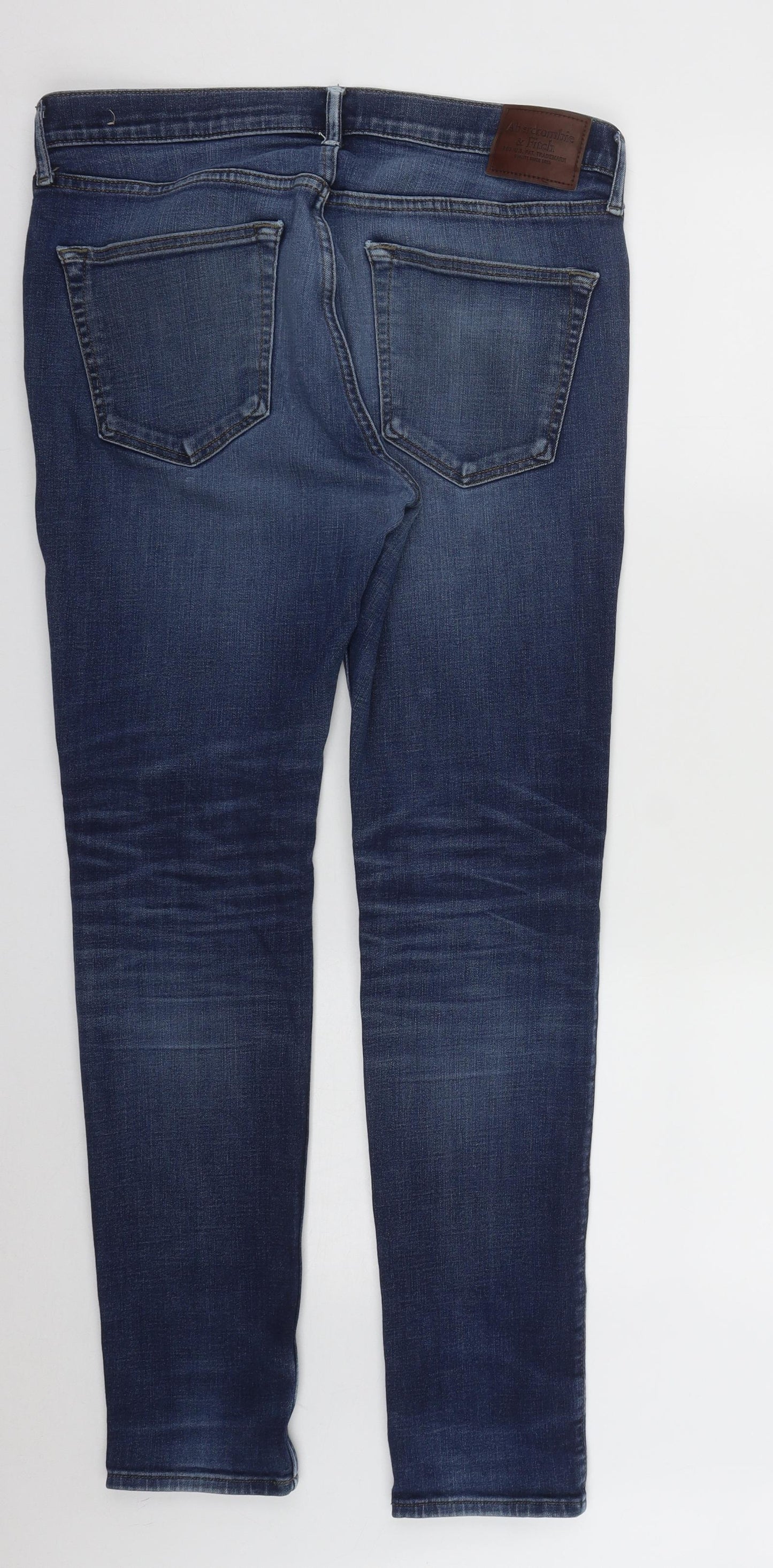 Abercrombie & Fitch Mens Blue  Cotton Skinny Jeans Size 33 in L30 in Regular Zip