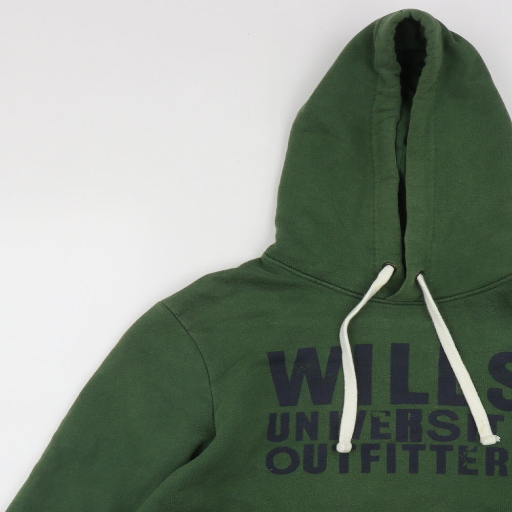 Jack Wills Mens Green  Cotton Pullover Hoodie Size XS