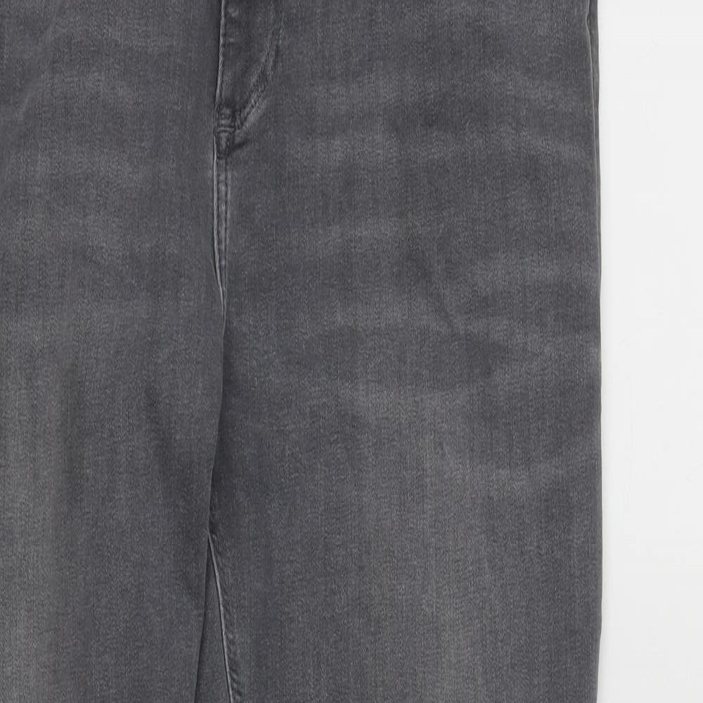 River Island Mens Grey  Cotton Straight Jeans Size 38 in L29 in Regular Zip