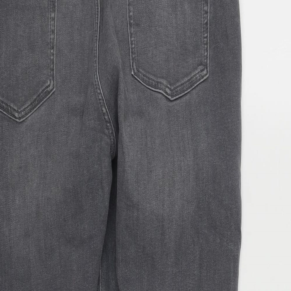 River Island Mens Grey  Cotton Straight Jeans Size 38 in L29 in Regular Zip